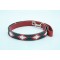 Red Embroidered Leather Dog Lead