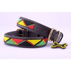 Masai Beaded Leather Dog Collar
