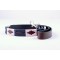 Pink/Navy Leather Embroidered Dog Lead