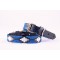 Blue Leather Embroidered Dog Collar