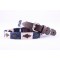 Pink/Navy Leather Embroidered Dog Collar