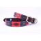Red/Navy Embroidered Leather Dog Collar