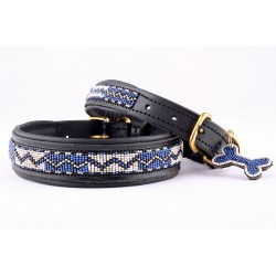 Bushman Blue Leather Beaded Collar