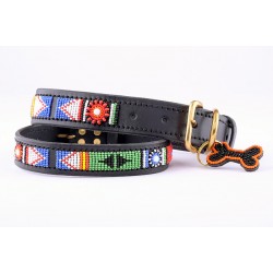 Jambo Beaded Leather Dog Collar