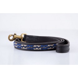 Bushman Blue Leather Luxury Beaded Lead