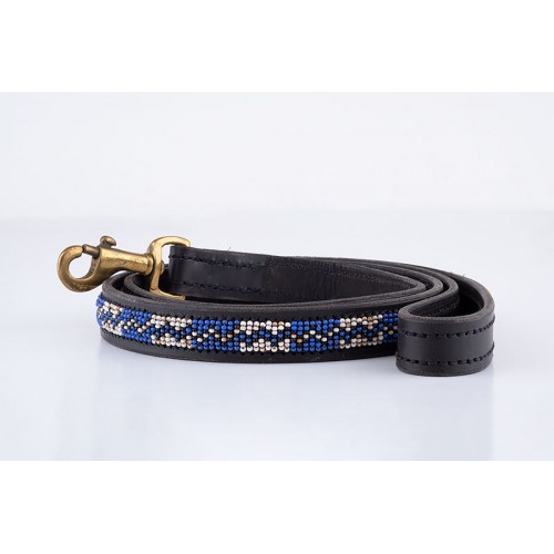 Bushman Blue Leather Luxury Beaded Lead