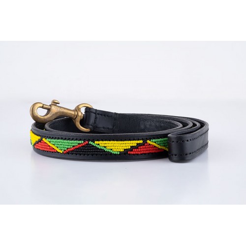 Masai Leather Beaded Dog Lead